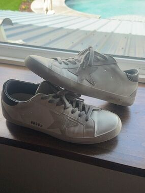 Golden Goose Men's Grey Leather Star-Accent Sneakers